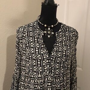 Black and White Long Sleeve Dress